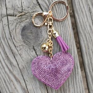 Purple Heart Keychain with Gold Accents
